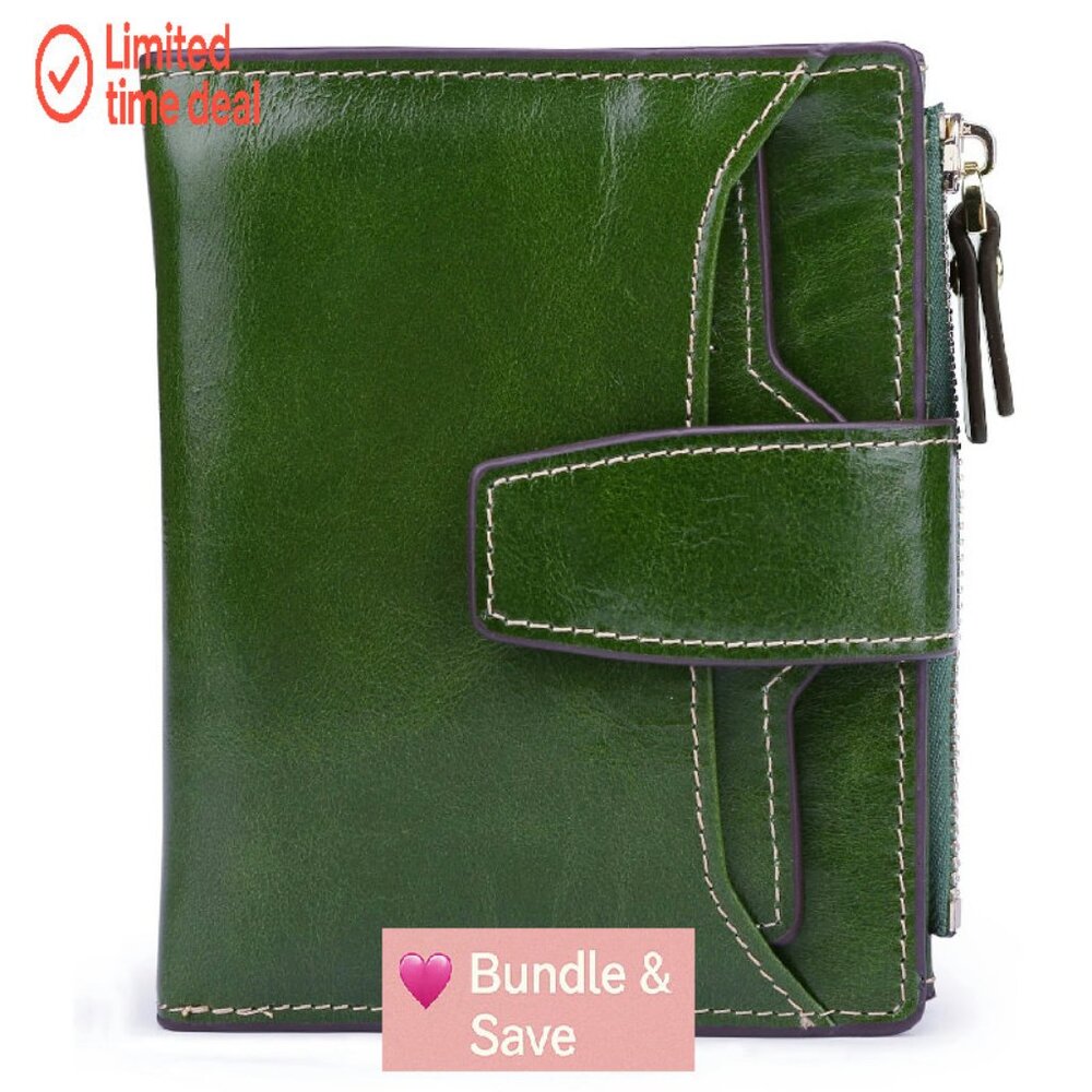 Genuine Leather Rfid Blocking Compact Wallet With… - image 1